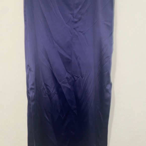 Anthropologie Sateen Trouser Dark Academia Preppy Purple Maxi Skirt High Slit 10 - Picture 8 of 12